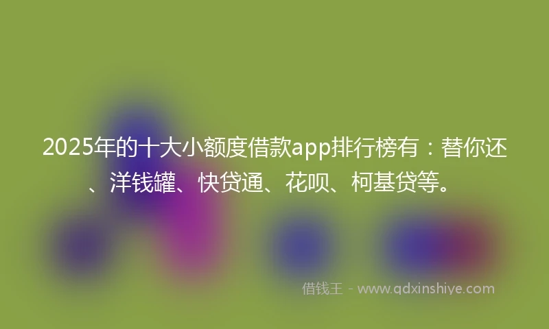 2025年的十大小额度借款app排行榜有：替你还、洋钱罐、快贷通、花呗、柯基贷等。