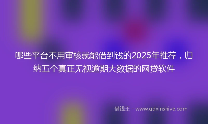 哪些平台不用审核就能借到钱的2025年推荐，归纳五个真正无视逾期大数据的网贷软件