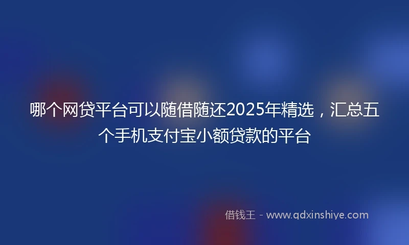哪个网贷平台可以随借随还2025年精选，汇总五个手机支付宝小额贷款的平台