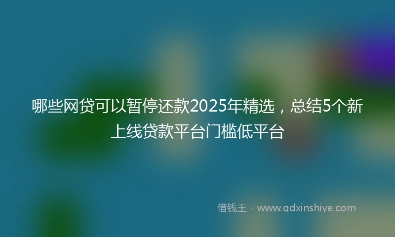 哪些网贷可以暂停还款2025年精选，总结5个新上线贷款平台门槛低平台