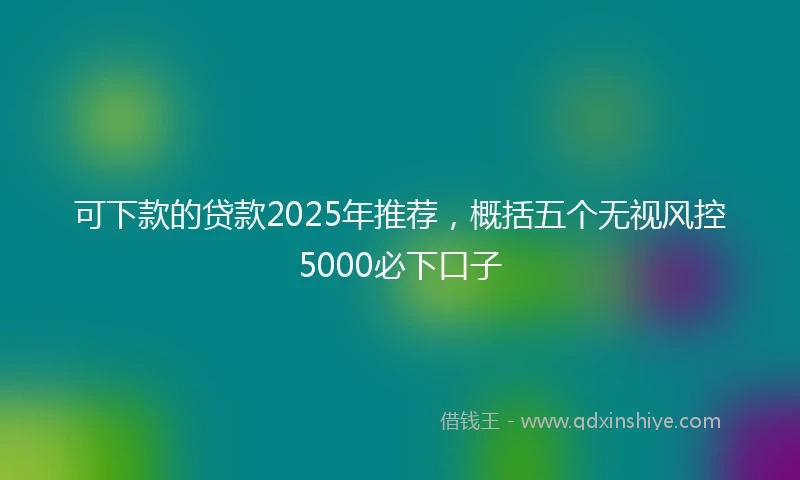 可下款的贷款2025年推荐，概括五个无视风控5000必下口子