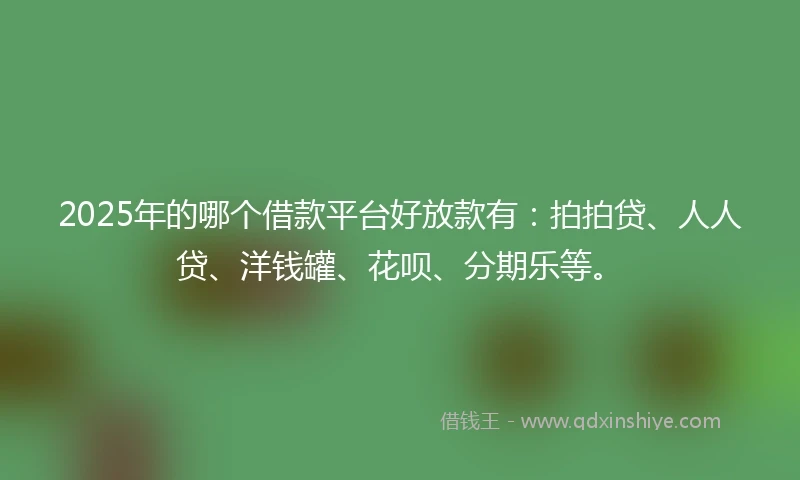 2025年的哪个借款平台好放款有:拍拍贷、人人贷、洋钱罐、花呗、分期乐等。