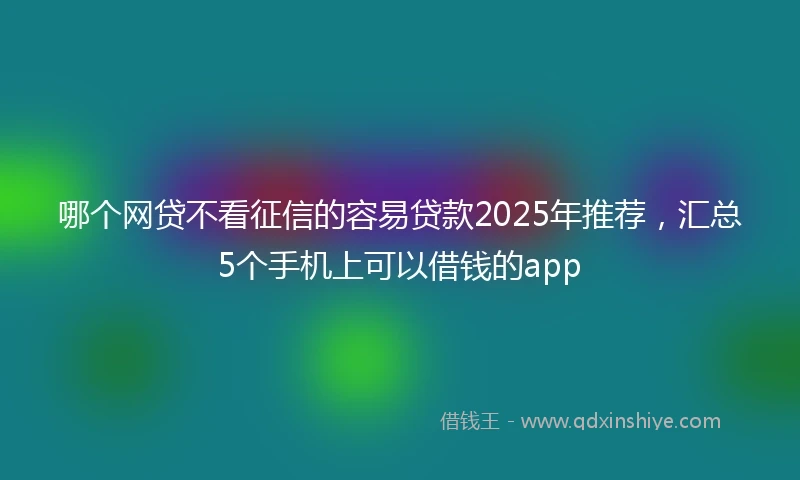 哪个网贷不看征信的容易贷款2025年推荐，汇总5个手机上可以借钱的app