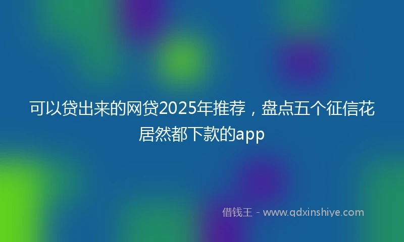 可以贷出来的网贷2025年推荐，盘点五个征信花居然都下款的app