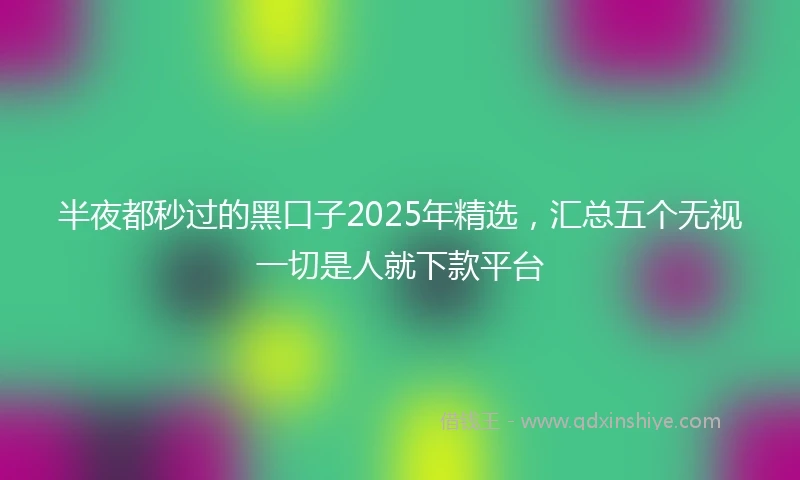 半夜都秒过的黑口子2025年精选，汇总五个无视一切是人就下款平台