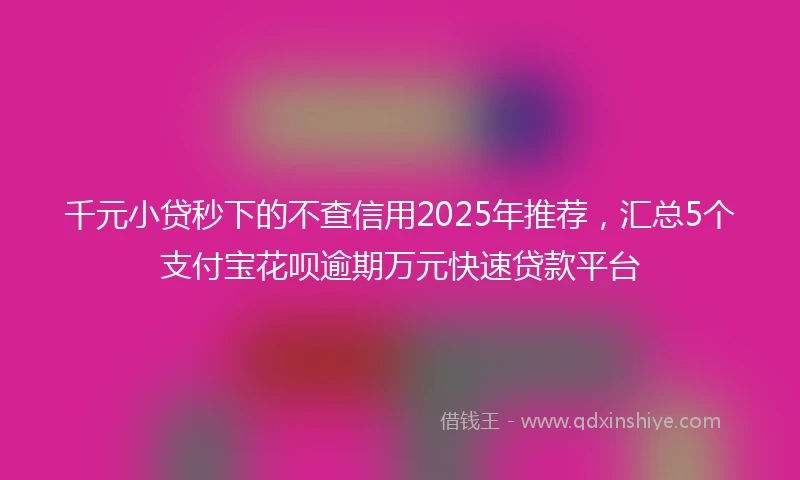 千元小贷秒下的不查信用2025年推荐，汇总5个支付宝花呗逾期万元快速贷款平台