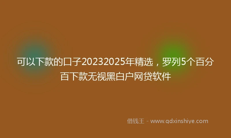 可以下款的口子20232025年精选，罗列5个百分百下款无视黑白户网贷软件