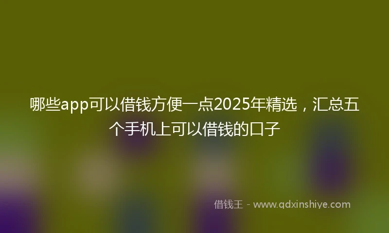 哪些app可以借钱方便一点2025年精选，汇总五个手机上可以借钱的口子