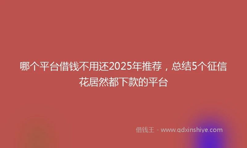 哪个平台借钱不用还2025年推荐，总结5个征信花居然都下款的平台