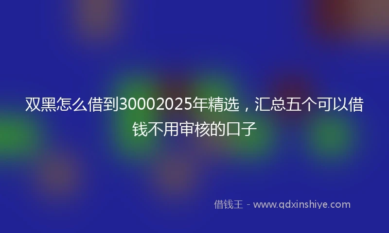 双黑怎么借到30002025年精选，汇总五个可以借钱不用审核的口子