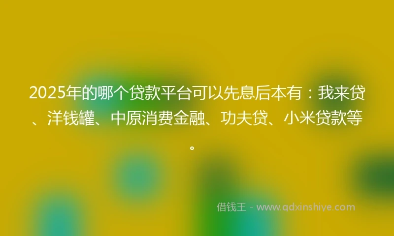 2025年的哪个贷款平台可以先息后本有：我来贷、洋钱罐、中原消费金融、功夫贷、小米贷款等。