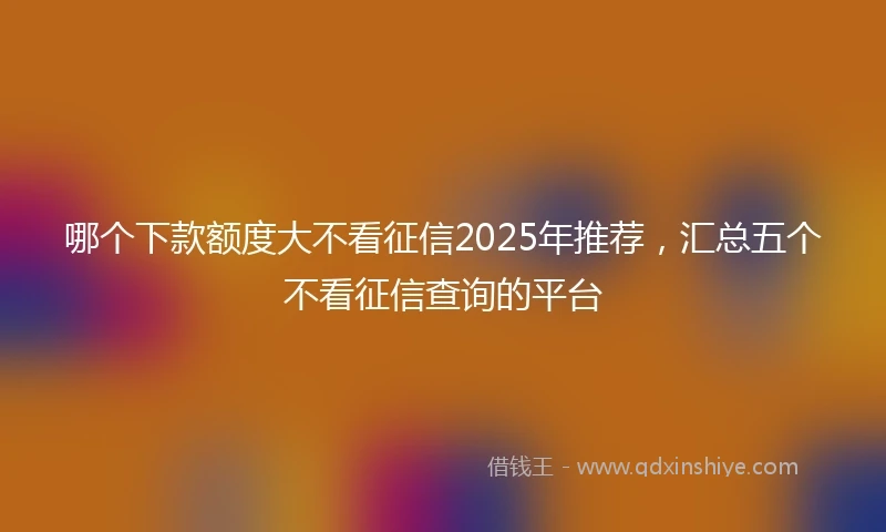 哪个下款额度大不看征信2025年推荐，汇总五个不看征信查询的平台