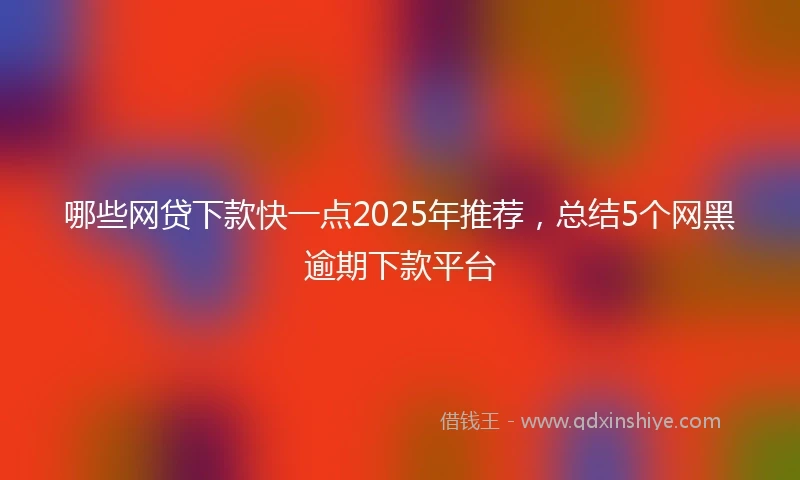 哪些网贷下款快一点2025年推荐，总结5个网黑逾期下款平台