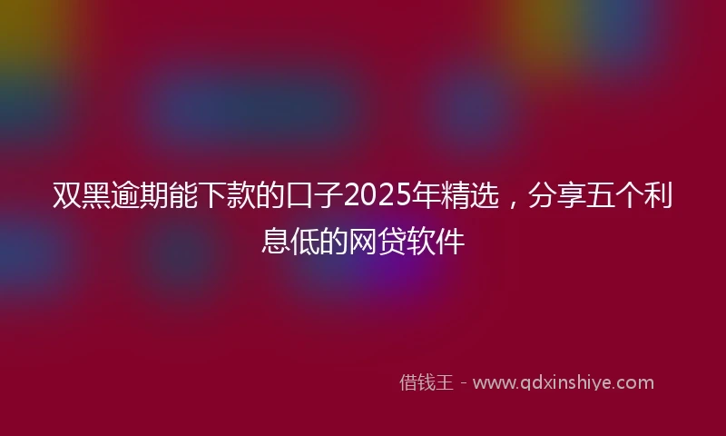 双黑逾期能下款的口子2025年精选,分享五个利息低的网贷软件