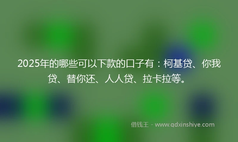 2025年的哪些可以下款的口子有：柯基贷、你我贷、替你还、人人贷、拉卡拉等。