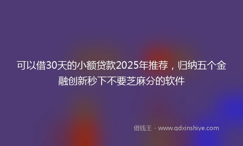 可以借30天的小额贷款2025年推荐,归纳五个金融创新秒下不要芝麻分的软件