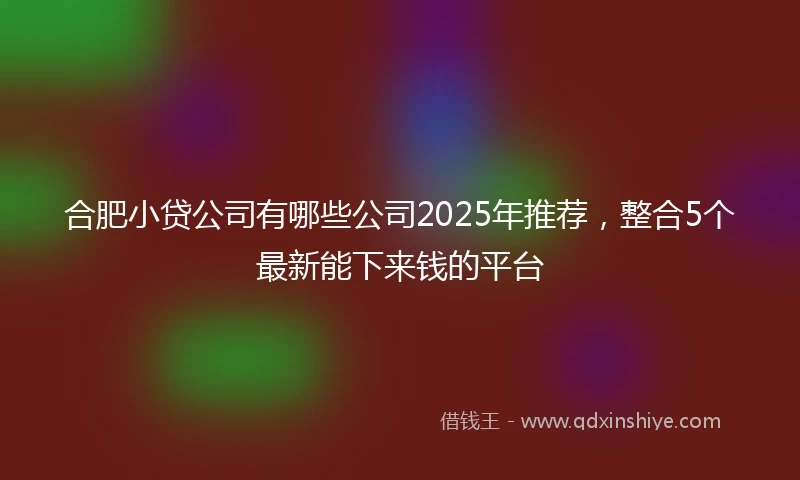 合肥小贷公司有哪些公司2025年推荐，整合5个最新能下来钱的平台