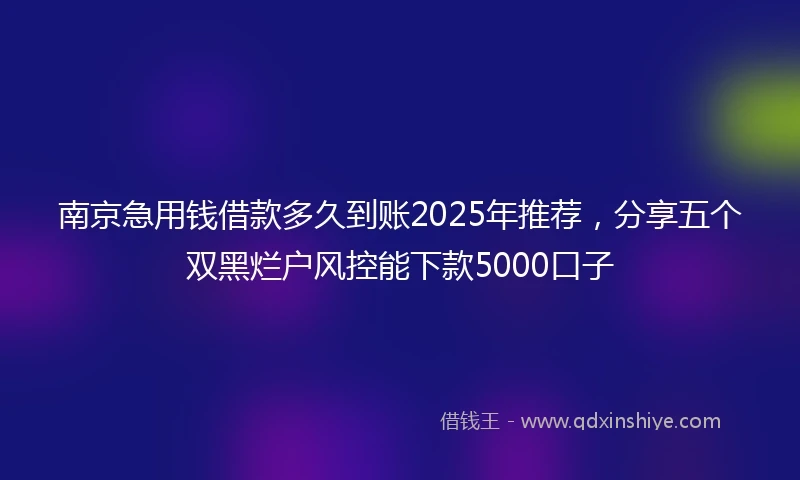 南京急用钱借款多久到账2025年推荐，分享五个双黑烂户风控能下款5000口子