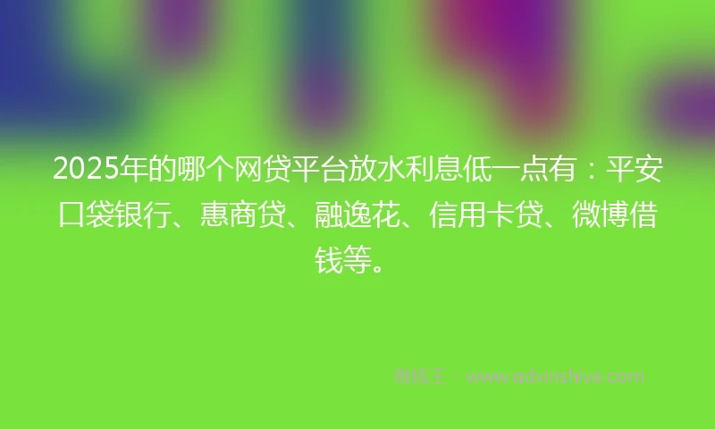 2025年的哪个网贷平台放水利息低一点有：平安口袋银行、惠商贷、融逸花、信用卡贷、微博借钱等。