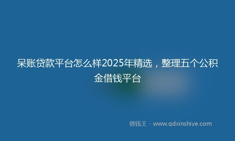 呆账贷款平台怎么样2025年精选，整理五个公积金借钱平台