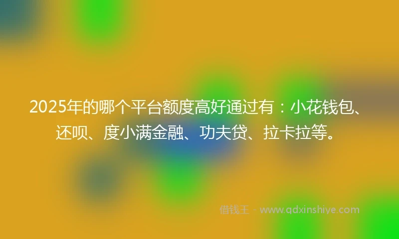 2025年的哪个平台额度高好通过有：小花钱包、还呗、度小满金融、功夫贷、拉卡拉等。