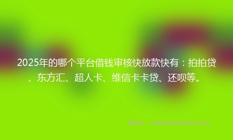 2025年的哪个平台借钱审核快放款快有：拍拍贷、东方汇、超人卡、维信卡卡贷、还呗等。