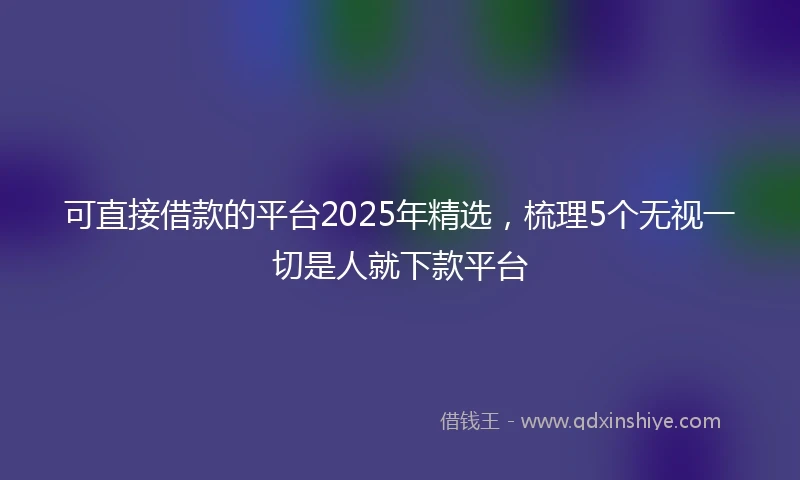 可直接借款的平台2025年精选,梳理5个无视一切是人就下款平台
