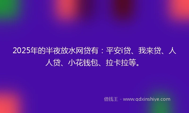 2025年的半夜放水网贷有：平安i贷、我来贷、人人贷、小花钱包、拉卡拉等。