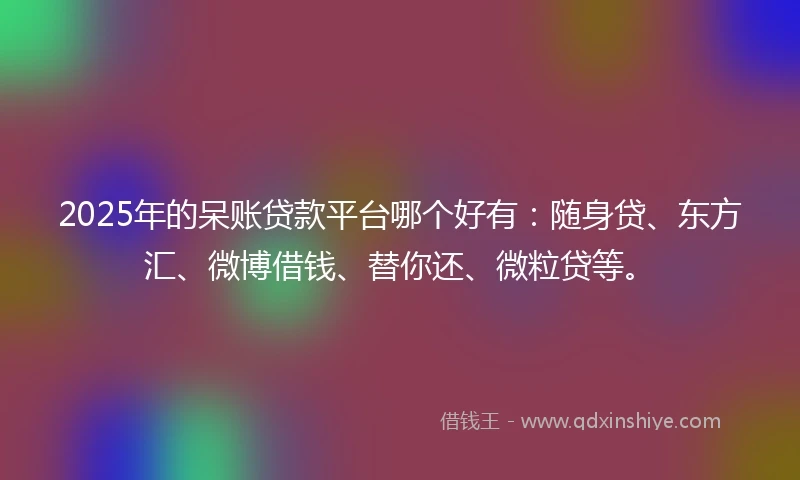 2025年的呆账贷款平台哪个好有：随身贷、东方汇、微博借钱、替你还、微粒贷等。