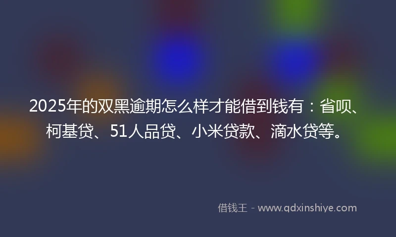 2025年的双黑逾期怎么样才能借到钱有：省呗、柯基贷、51人品贷、小米贷款、滴水贷等。