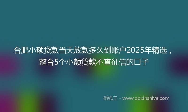 合肥小额贷款当天放款多久到账户2025年精选，整合5个小额贷款不查征信的口子