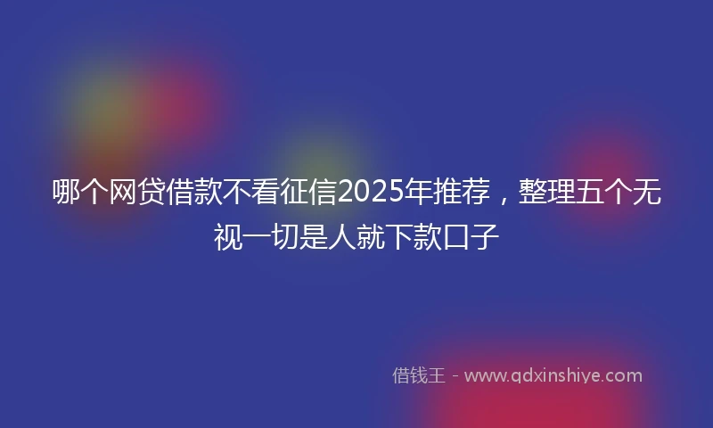 哪个网贷借款不看征信2025年推荐，整理五个无视一切是人就下款口子
