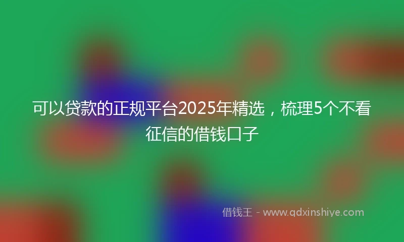 可以贷款的正规平台2025年精选，梳理5个不看征信的借钱口子