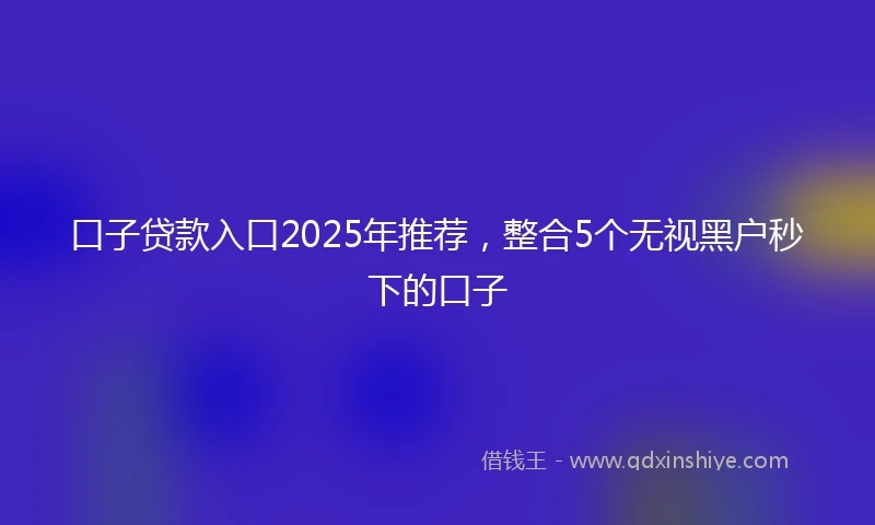 口子贷款入口2025年推荐,整合5个无视黑户秒下的口子