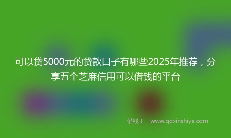 可以贷5000元的贷款口子有哪些2025年推荐，分享五个芝麻信用可以借钱的平台