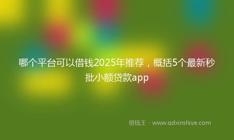 哪个平台可以借钱2025年推荐，概括5个最新秒批小额贷款app