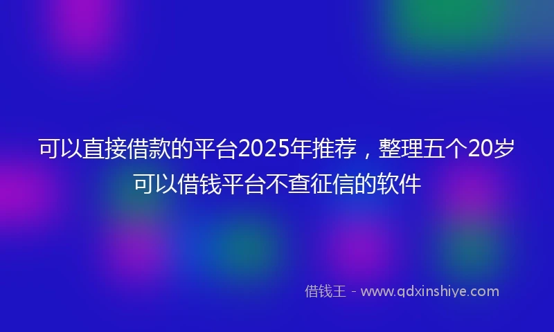 可以直接借款的平台2025年推荐，整理五个20岁可以借钱平台不查征信的软件