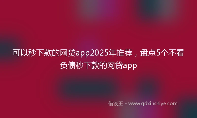 可以秒下款的网贷app2025年推荐,盘点5个不看负债秒下款的网贷app