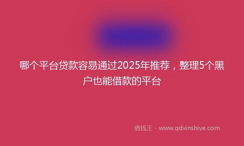 哪个平台贷款容易通过2025年推荐，整理5个黑户也能借款的平台