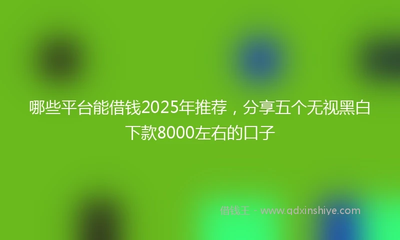 哪些平台能借钱2025年推荐，分享五个无视黑白下款8000左右的口子