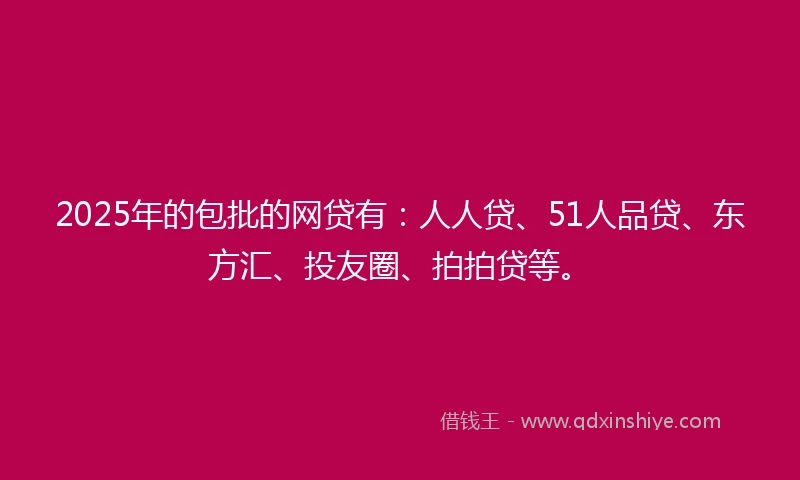 2025年的包批的网贷有：人人贷、51人品贷、东方汇、投友圈、拍拍贷等。
