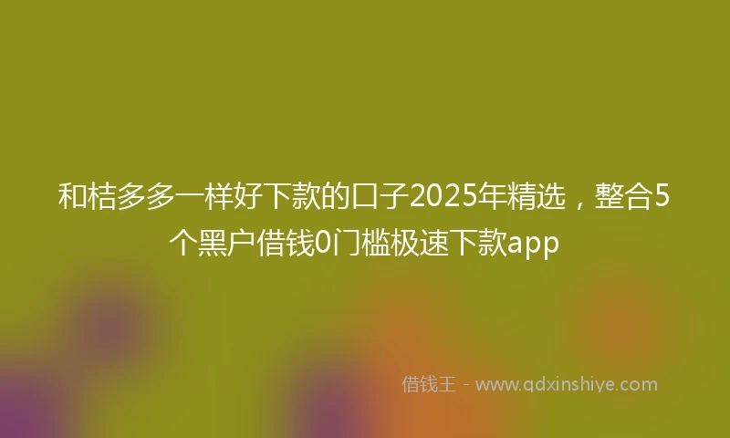 和桔多多一样好下款的口子2025年精选，整合5个黑户借钱0门槛极速下款app