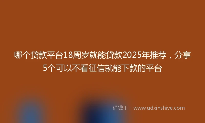 哪个贷款平台18周岁就能贷款2025年推荐，分享5个可以不看征信就能下款的平台