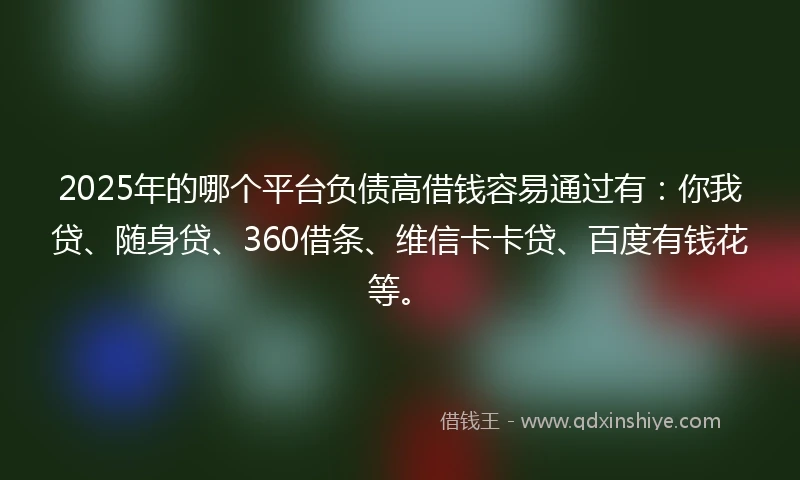 2025年的哪个平台负债高借钱容易通过有：你我贷、随身贷、360借条、维信卡卡贷、百度有钱花等。