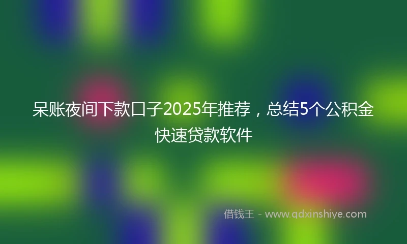 呆账夜间下款口子2025年推荐，总结5个公积金快速贷款软件
