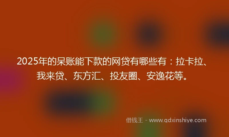 2025年的呆账能下款的网贷有哪些有：拉卡拉、我来贷、东方汇、投友圈、安逸花等。