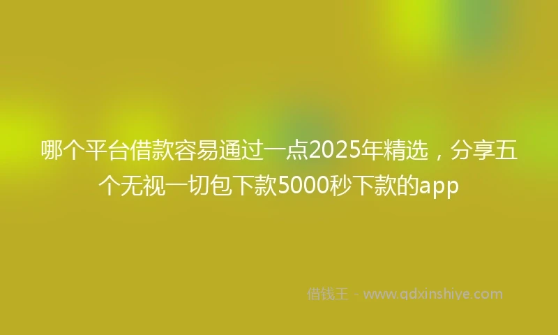 哪个平台借款容易通过一点2025年精选，分享五个无视一切包下款5000秒下款的app