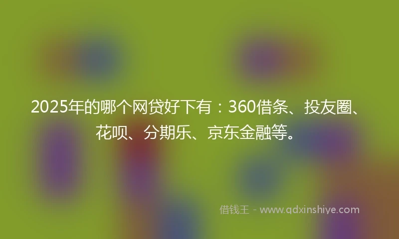 2025年的哪个网贷好下有：360借条、投友圈、花呗、分期乐、京东金融等。