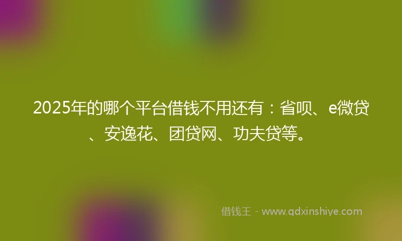 2025年的哪个平台借钱不用还有：省呗、e微贷、安逸花、团贷网、功夫贷等。