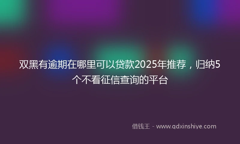 双黑有逾期在哪里可以贷款2025年推荐，归纳5个不看征信查询的平台